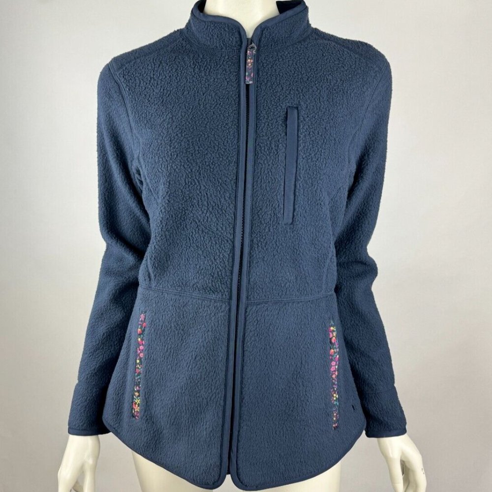 Joules Hadleigh‎ Fleece Jacket Women 6 NWT Navy Full Zip Lined Zipper Pocket